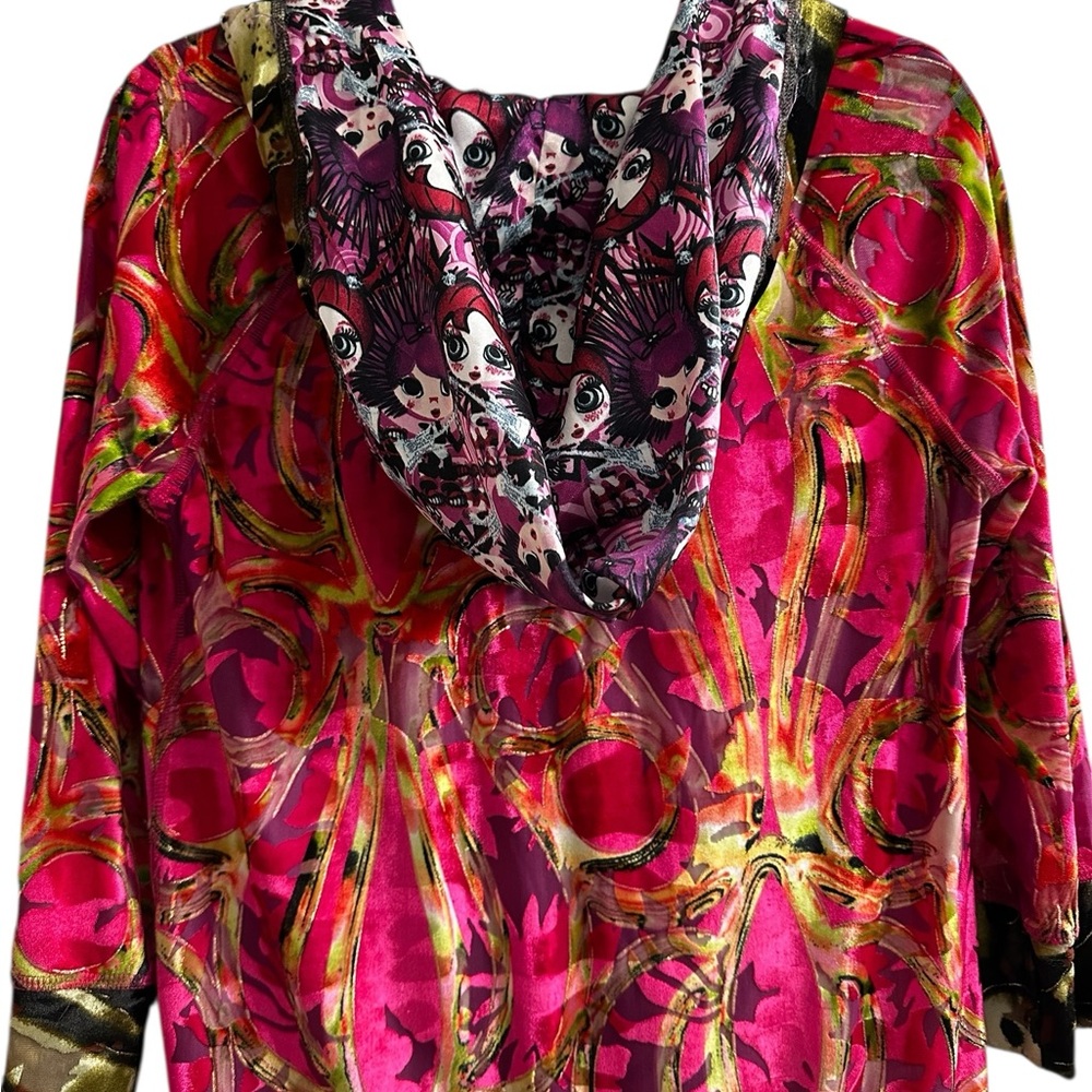 Vintage Custo Barcelona Velvet Burnout Tunic Top Y2K Boho Psychedelic Streetwear - Picture 12 of 15